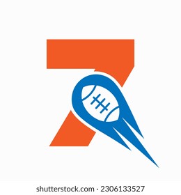 Initial Letter 7 Rugby Logo, American Football Symbol Combine With Rugby Ball Icon For American Soccer Logo Design