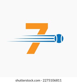 Initial Letter 7 Tennis Logo. Tennis Sports Logotype Symbol