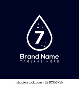 Initial Letter 7 Wash Logo, Drop and Wash Combination. Drop logo, Wash, Clean, Fresh,Water Template