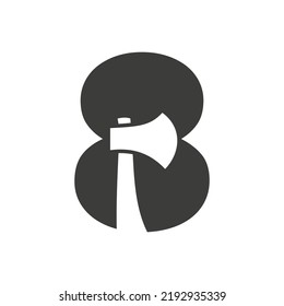 Initial Letter 8 Axe Logo Design Vector Template. Axe Logo Symbol