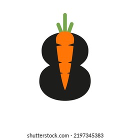 Initial Letter 8 Carrot Icon Design Vector Template. Carrot Logo Based Alphabet