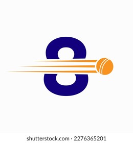 Initial Letter 8 Cricket Logo Concept With Ball Icon For Cricket Club Symbol