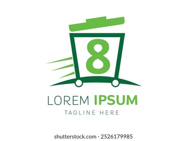 initial letter 8 with Garbage removal logo vector Template