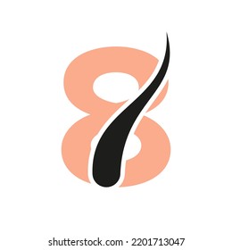 Initial Letter 8 Hair Treatment Logo, Hair Transplantation Logo Design Vector Template