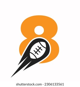 Initial Letter 8 Rugby Logo, American Football Symbol Combine With Rugby Ball Icon For American Soccer Logo Design