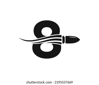 Initialbuchstabe 8 - Logo mit Concept Weapon für das Sicherheits- und Schutzsymbol