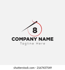 Initial Letter 8 Tailor Logo, Needle and Thread Combination. Needle logo, Embroider, Textile, Fashion, Cloth, Fabric Template