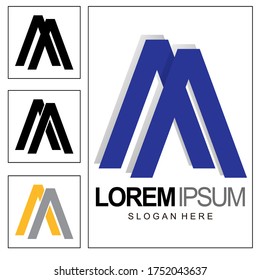 initial letter A and A, AA logo, monogram line art style, design and template