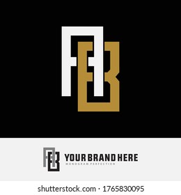 Initial letter A, B, AB or BA overlapping, interlock, monogram logo, white and gold color on black background