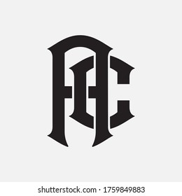 Initial letter A, C, AC or CA overlapping, interlock, monogram logo, black color on white background