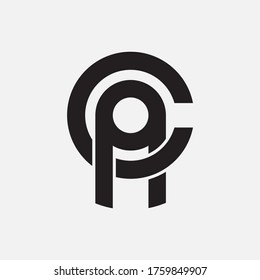 Initial letter A, C, AC or CA overlapping, interlock, monogram logo, black color on white background