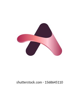 Initial letter a, curve rounded logo, gradient vibrant colorful glossy colors on white background