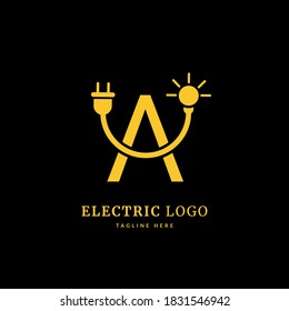Initial letter A, Electricity Logo and icon Vector design Template. Power Energy Logo Design Element for company and business.