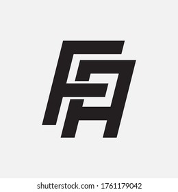Initial letter A, F, AF or FA overlapping, interlock, monogram logo, black color on white background