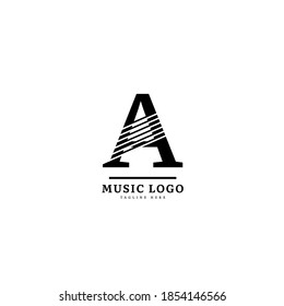 Initial letter A. Music logotype. Elegant music sound logo fit for business and music event. Vector logo design.