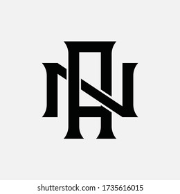 Initial letter A, N, AN or NA overlapping, interlock, monogram logo, black color on white background