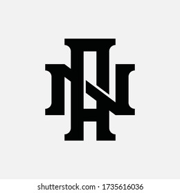 Initial letter A, N, AN or NA overlapping, interlock, monogram logo, black color on white background