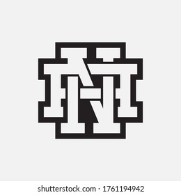 Initial letter A, N, AN or NA overlapping, interlock, monogram logo, white and black color on white background