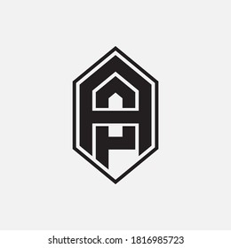 Initial letter A, P, AP or PA overlapping, interlock, monogram logo, black color on white background