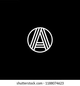 Initial letter A AA AAA AO OA minimalist art monogram shape logo, white color on black background.
