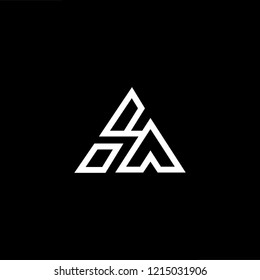 Initial letter AA AH HA minimalist art logo, white color on black background.