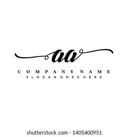 Initial letter AA beautiful handwriting logo vector template