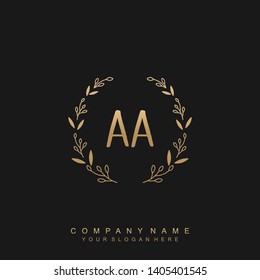 Initial letter AA beautiful handwriting logo vector template