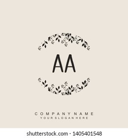 Initial letter AA beautiful handwriting logo vector template