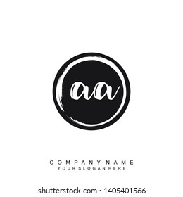 Initial letter AA beautiful handwriting logo vector template