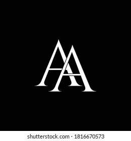 Initial Letter AA Intersected monogram logo in white color and black background.