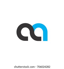 Initial Letter AA Linked Circle Lowercase Logo Black Blue Icon Design Template Element