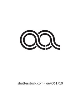 Initial letter aa, linked outline rounded lowercase, monogram black