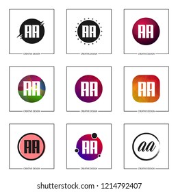 Initial Letter AA Logo Set Design
