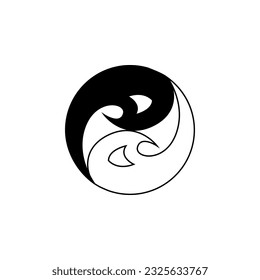 Initial letter AA logo vector design template with yin yang shape.