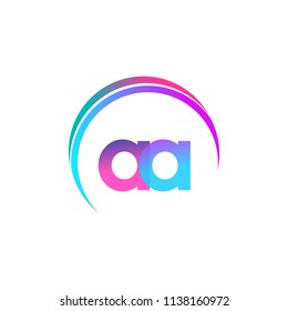 initial letter AA logotype company name, coloreful and swoosh design. vector logo for business and company identity.
