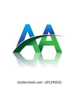 initial letter AA logotype company name colored blue and green swoosh design. vector logo for business and company identity.
