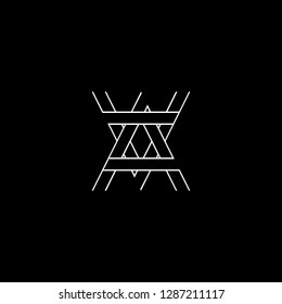 Initial letter AA minimalist monogram art logo, white color on black background.