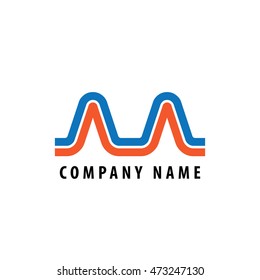 Initial Letter AA MM Linked Logo Blue Orange