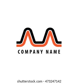 Initial Letter AA MM Linked Logo Black Orange