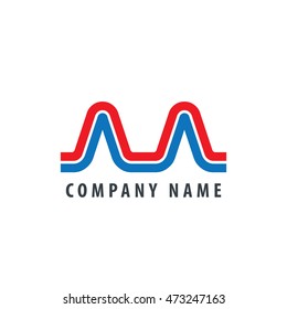 Initial Letter AA MM Linked Logo Red Blue