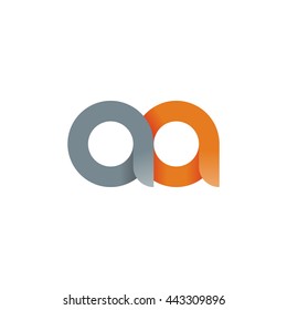 initial letter aa modern linked circle round lowercase logo orange gray