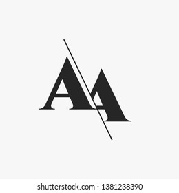 Initial Letter AA Monogram Sliced. Modern logo template isolated on gray background