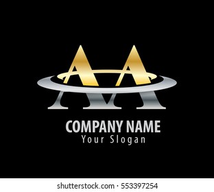 Initial Letter AA With Overlapping Swoosh Circle