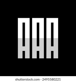 Initial letter AAA logo design template elements, triple A logo monogram, alphabet AAA square typography, white on black background
