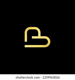 Initial letter AB BA AD DA minimalist art logo, gold color on black background. - Vector 