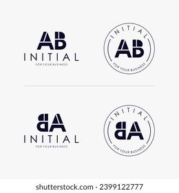 Initial letter AB BA logo design Simple isolated on white Background. Usable for Business and Branding Logos.