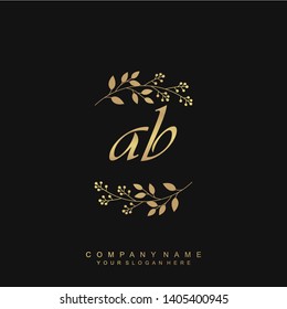Initial letter AB beautiful handwriting logo vector template
