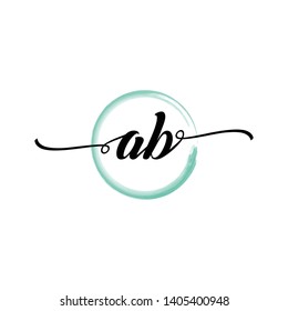 Initial letter AB beautiful handwriting logo vector template