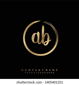 Initial letter AB beautiful handwriting logo vector template