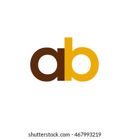 Initial letter AB brown yellow color logo
